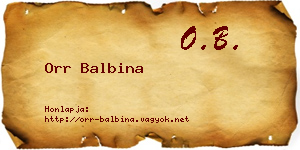 Orr Balbina névjegykártya